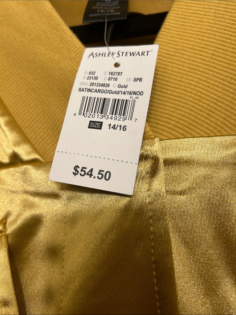 Ashley Stewart Metallic Gold Satin Cargo Pantsuit - Picture 3 of 6